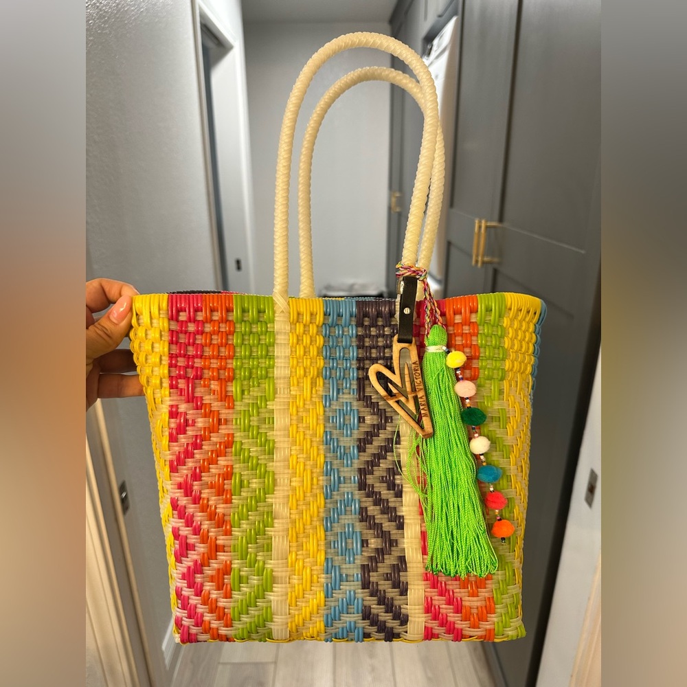 Maria Victoria Small Colorful Woven Tote Bag